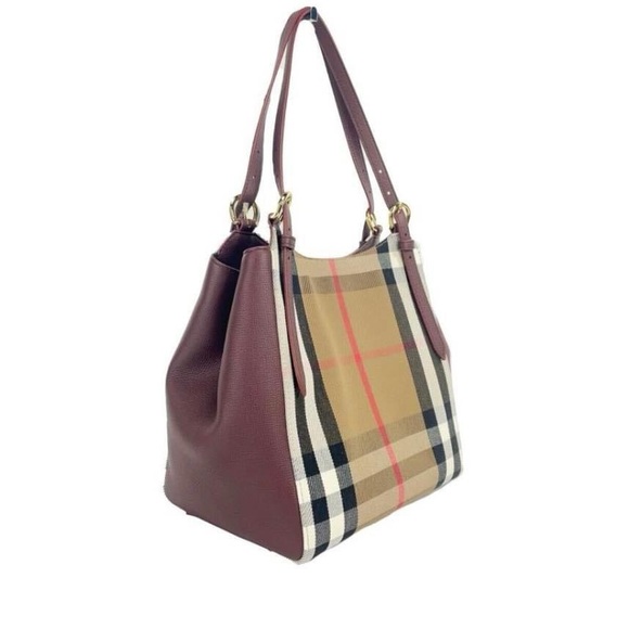 BURBERRY SMALL CANTERBURY CHECK CANVAS TOTE BAG PURSE - Picture 2 of 4